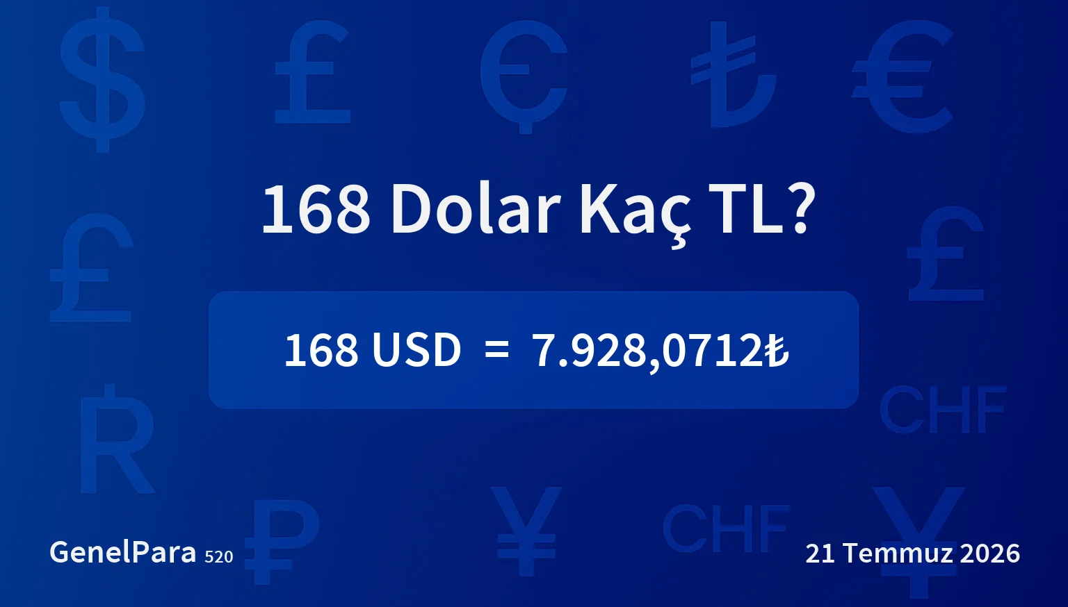 168.22 Dolar Kaç TL?
