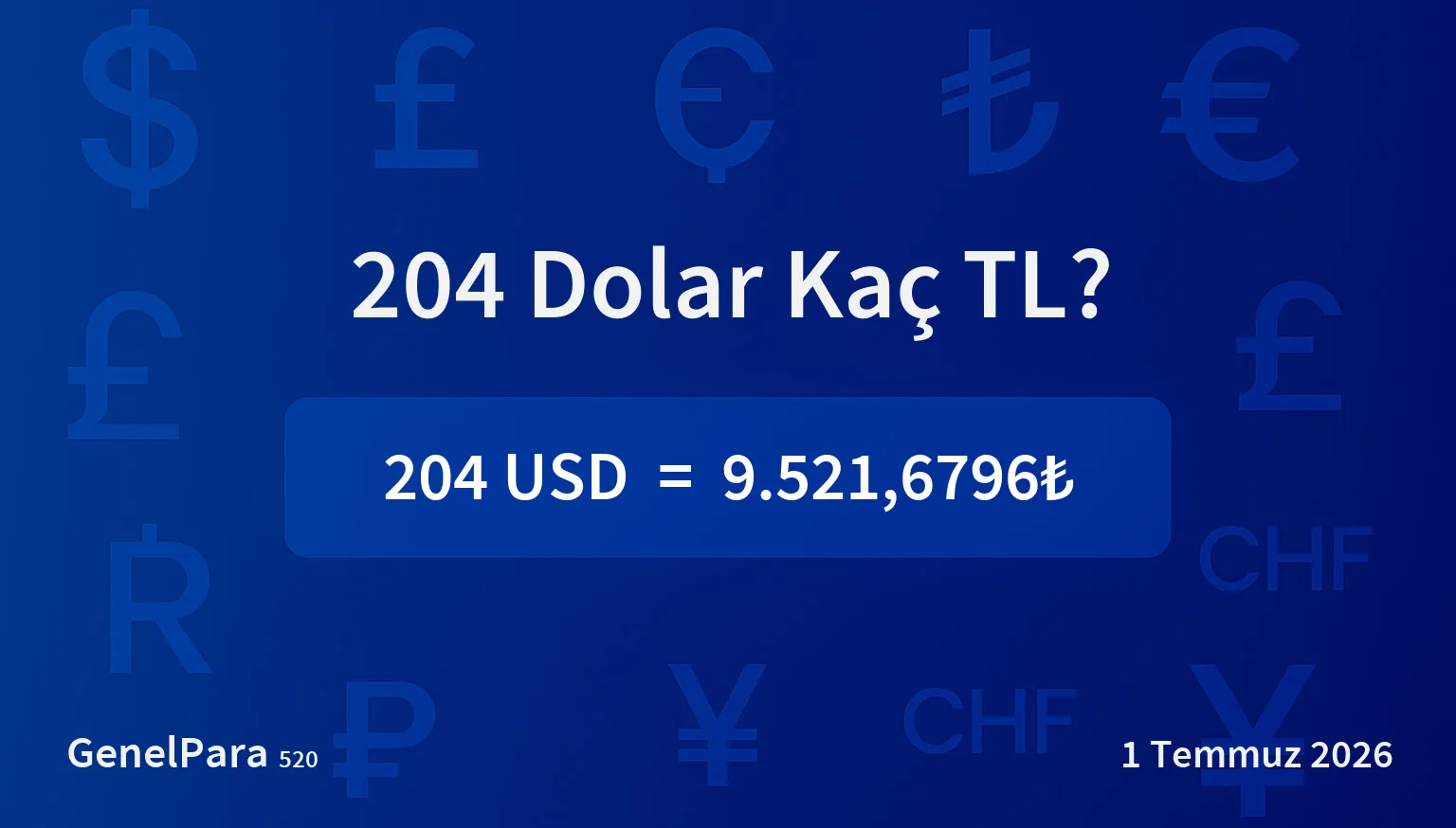 204.27 Dolar Kaç TL?