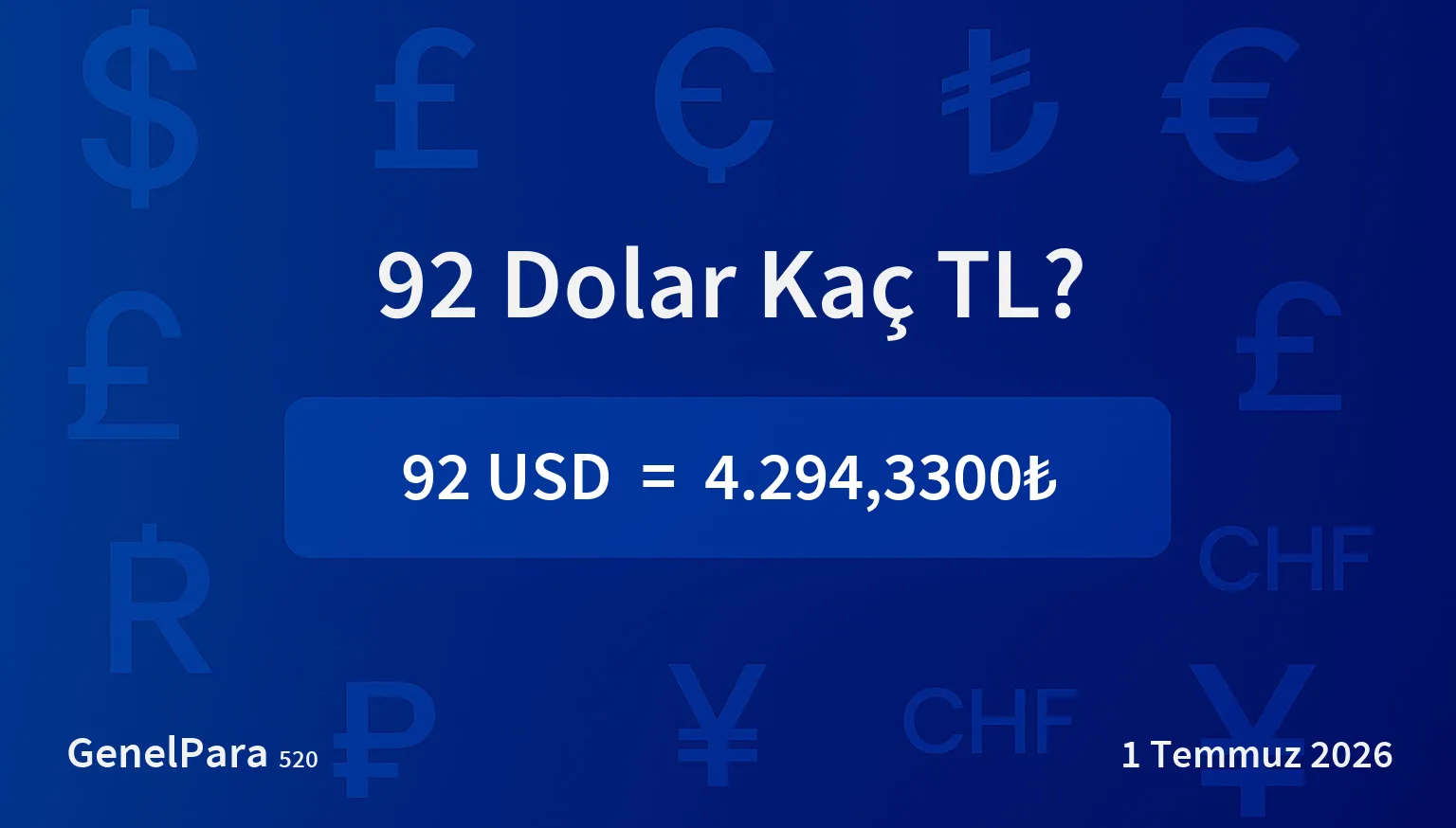 92 Dolar Kaç TL?