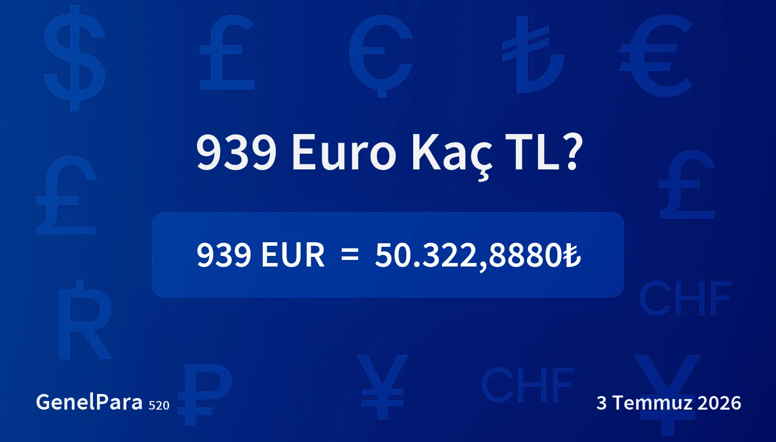 939 Euro Kaç TL?