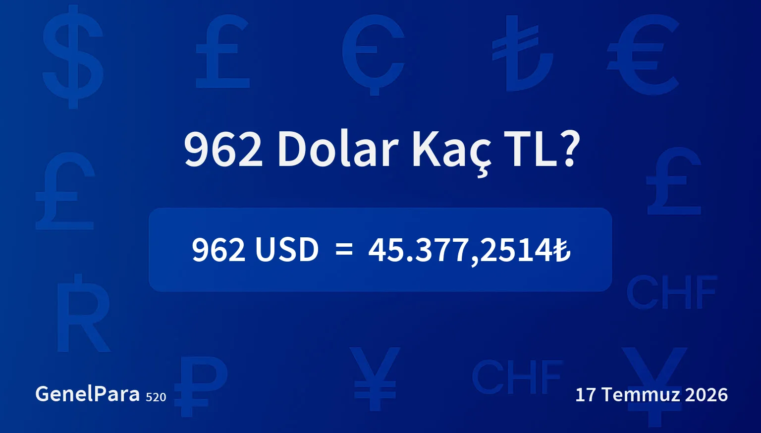 962.25 Dolar Kaç TL?